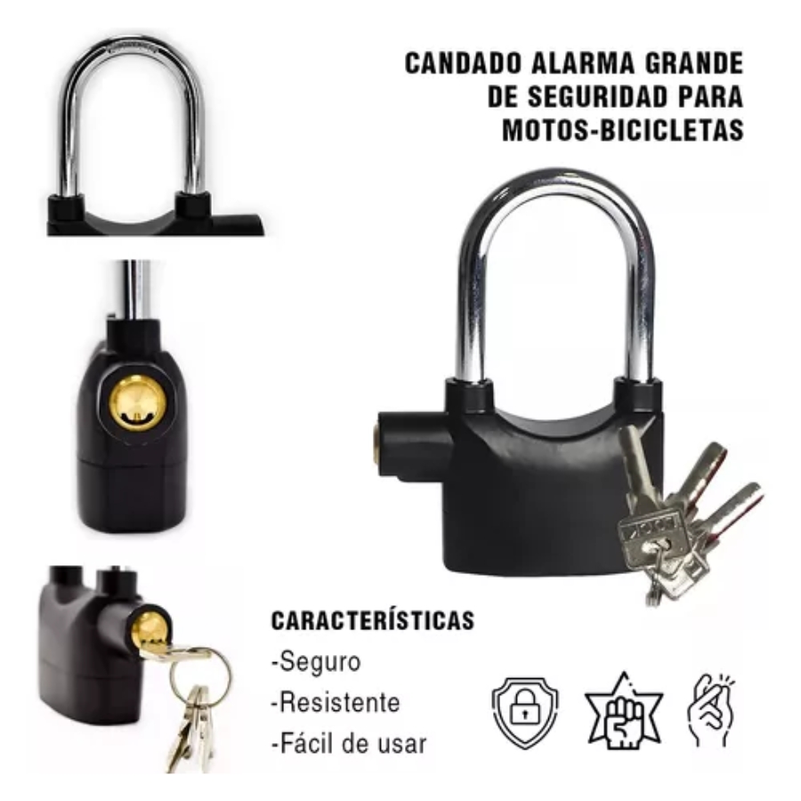 Miniatura 3 de Candado Alarma Grande De Seguridad